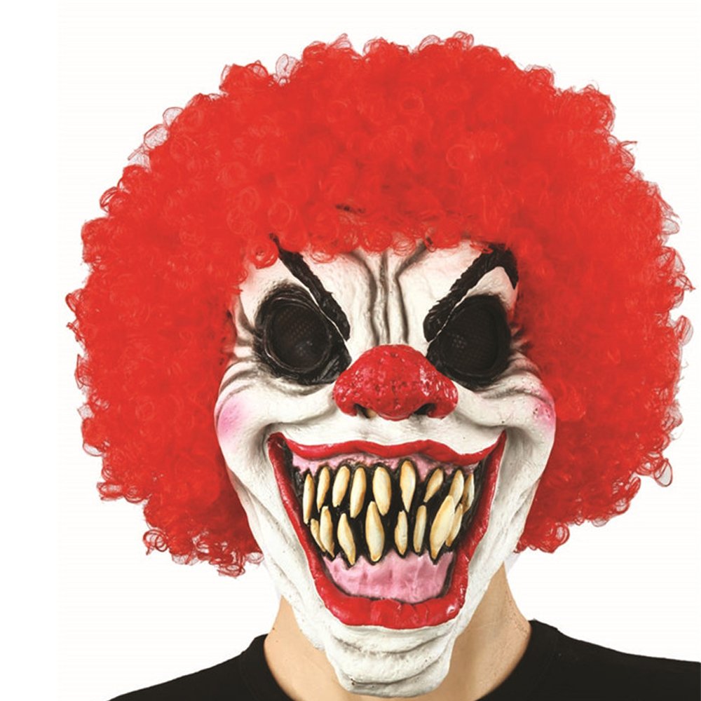 XIAO MO GU Latex Halloween Party Cosplay Face Mask Adult Scary Clown Costumes Mask with Hairs