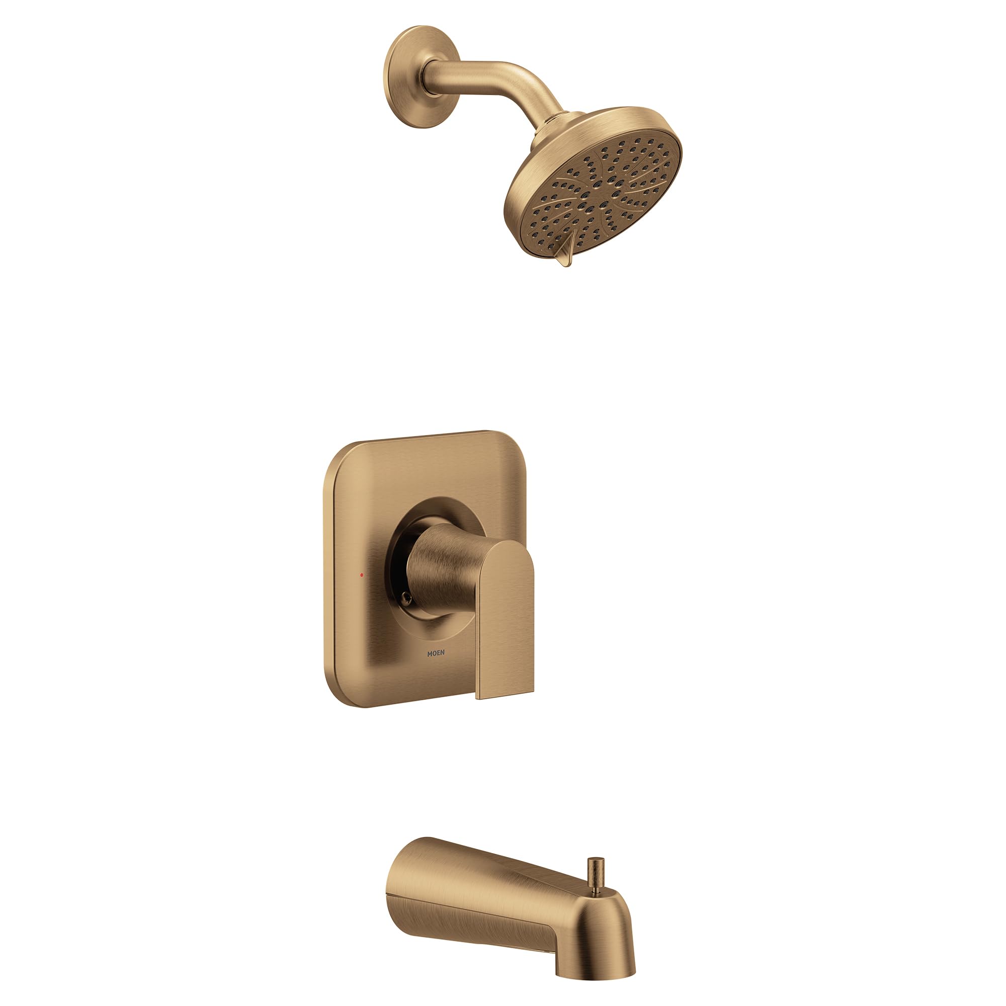 Moen Genta LX Bronzed Gold Pressure Balancing Modern Shower Set with Showerhead, Lever Handle, and Tub Spout, Posi-Temp Valve Required, T2473EPBZG Image