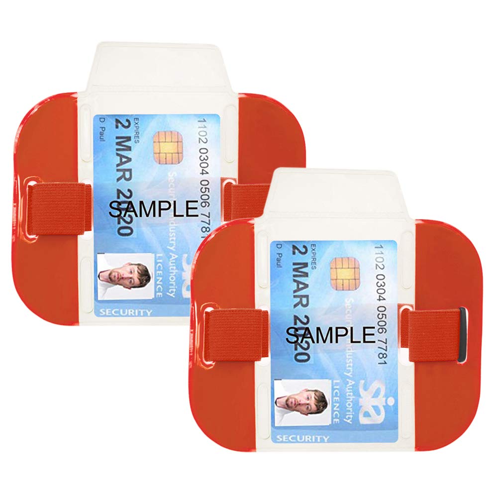 GOGO 2 Pack SIA Security ID Badge Holders High-Visibility Bright Armbands-Orange