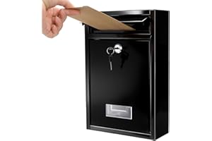 DEAYOU Wall Mount Mailbox, Steel Cover Metal Drop Box, Mail Box with Key Lock, Dropbox with Slot for Envelope, Home, Outside,