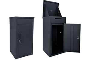 SAILRET Package Delivery Box for Outside, Large Parcel Drop Box with Top Drop Chute for Packages, Anti-Theft Lockable Package Mailbox with Drop Slot for Mails & Home Porch Use 34"×16"×17"