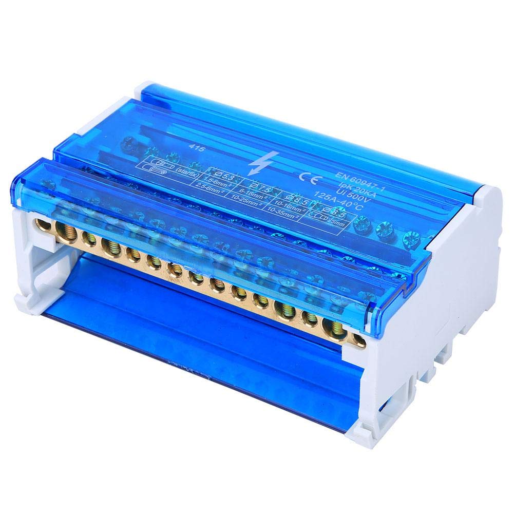 Walfront Terminal Block Distribution Box Din Rail 4-Level Single Phase Circuit Breaker with Transparent Dust Cover