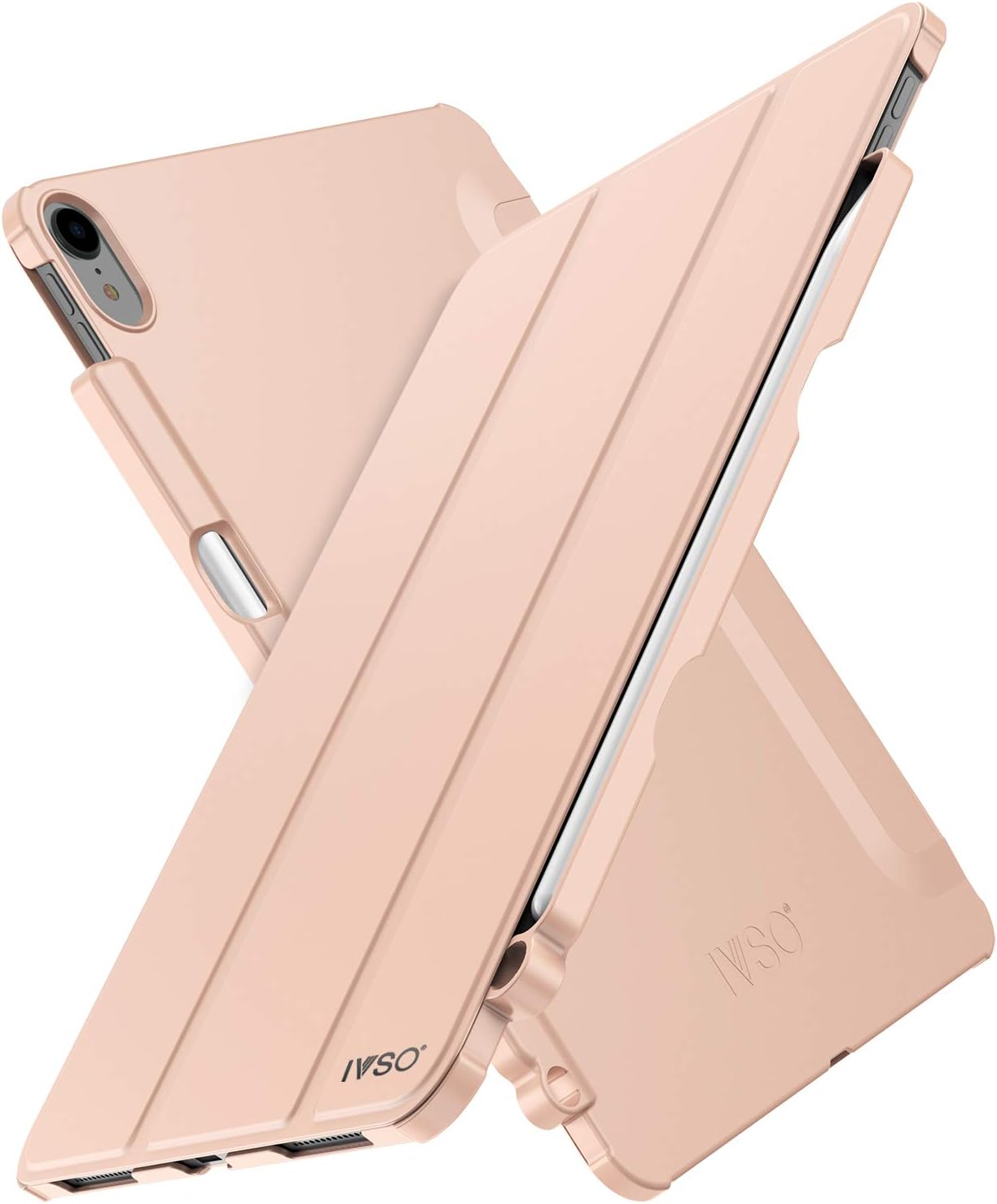 IVSO Case for ipad pro 11, Protective Slim Smart Cover Case [Pencil Holder] [Auto Wake/Sleep] [Apple Pencil Charging Supported] for Apple ipad pro 11 2018 Tablet(A1980/A2013/A1934)(Pink)