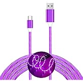 USB C Cable, 3A LED Light Up Fast Charger Charging Cords Type C Cable Compatible with iPhone 15 Pro Samsung Galaxy S21 S20 S10 S10E S9 S8 Plus Note 20 10 9 8, LG G8 and More (Purple, 1m/3.3ft)