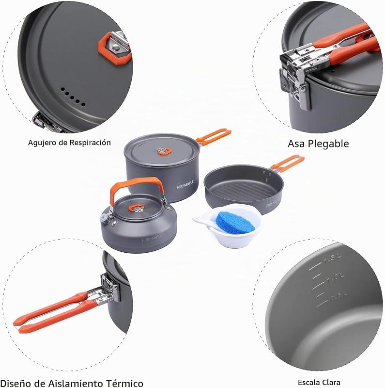 Feast 2 Kit de Utensilios Cocina de Camping Naranja