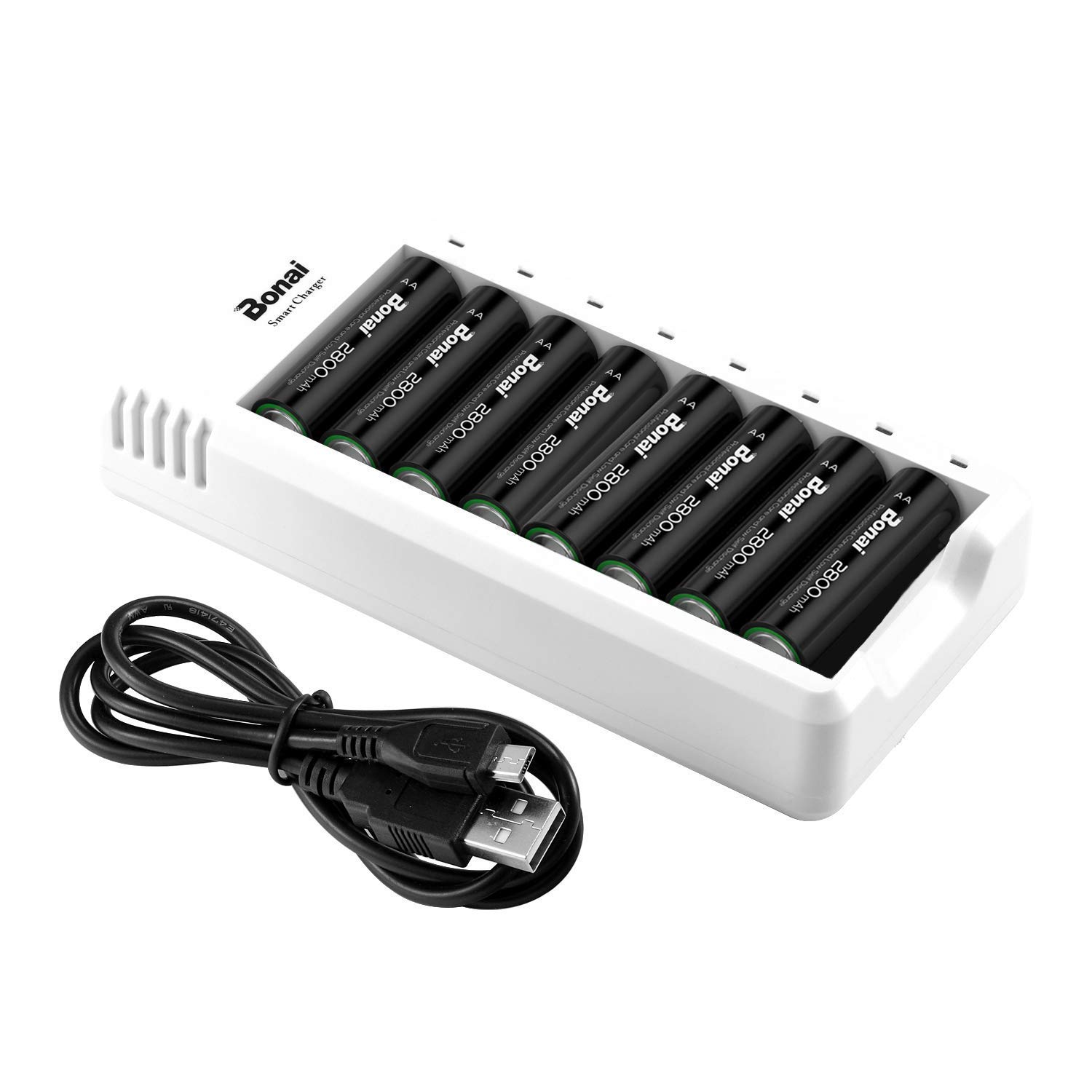 BONAI AA Rechargeable Battery and Charger,8Packs Amazon.co.uk