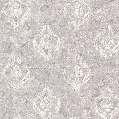 Kenneth James 672-20037 Benza Small Textured Damask Wallpaper, Lavender
