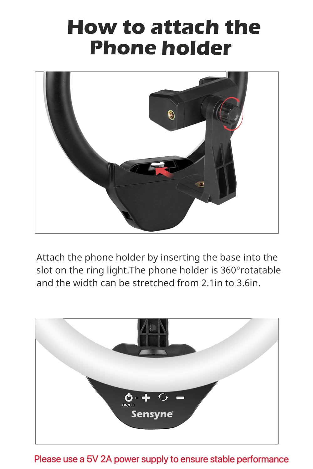 Sensyne 10'' Ring Light with 50'' Extendable Tripod Stand, LED Circle Lights with Phone Holder for Live Stream/Makeup/YouTube Video/TikTok, Compatible with All Phones