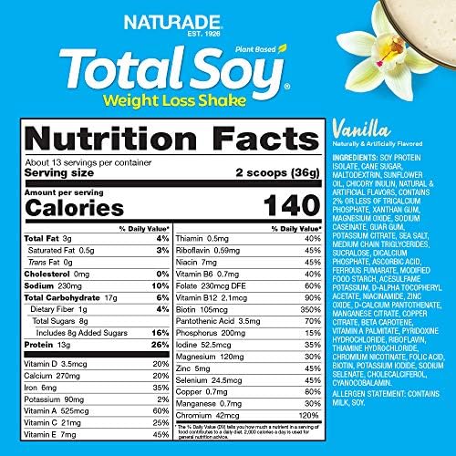 Naturade Total Soy Protein Powder and Meal Replacement Shakes For