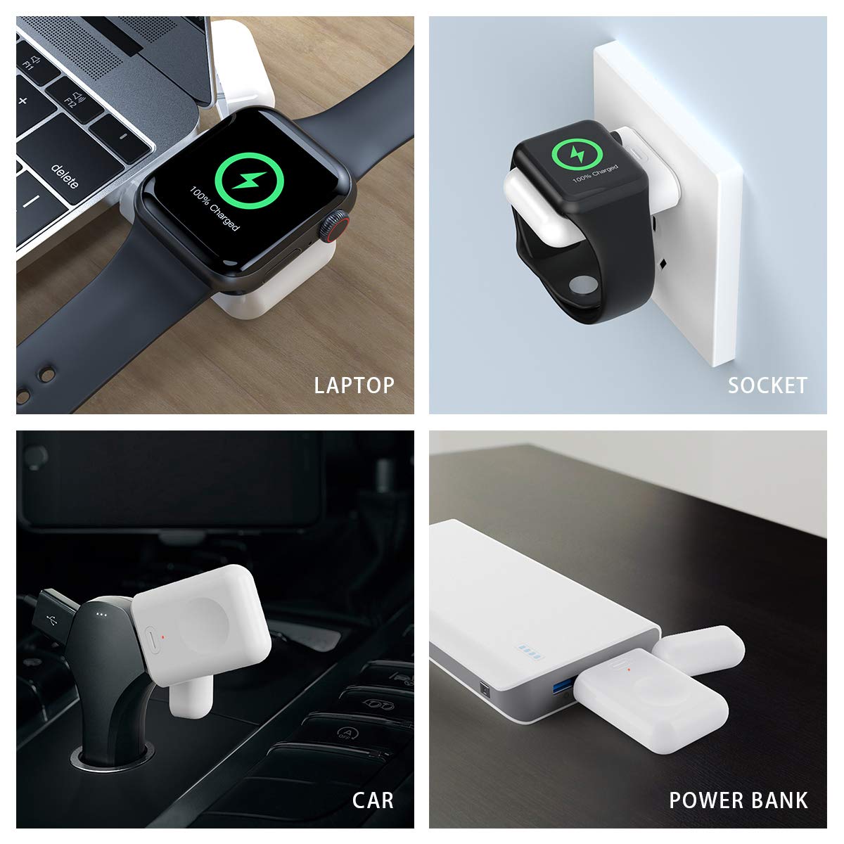 SKNONO Wireless Charger for Apple Watch, Portable Travel Power Bank Charger for iWatch 5/4/3/2/1, Built-in 1000mAh Battery with USB Port【Upgraded Version】