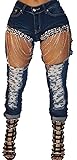 Clearance Sexy Ripped Hollow Chain Denim Jeans