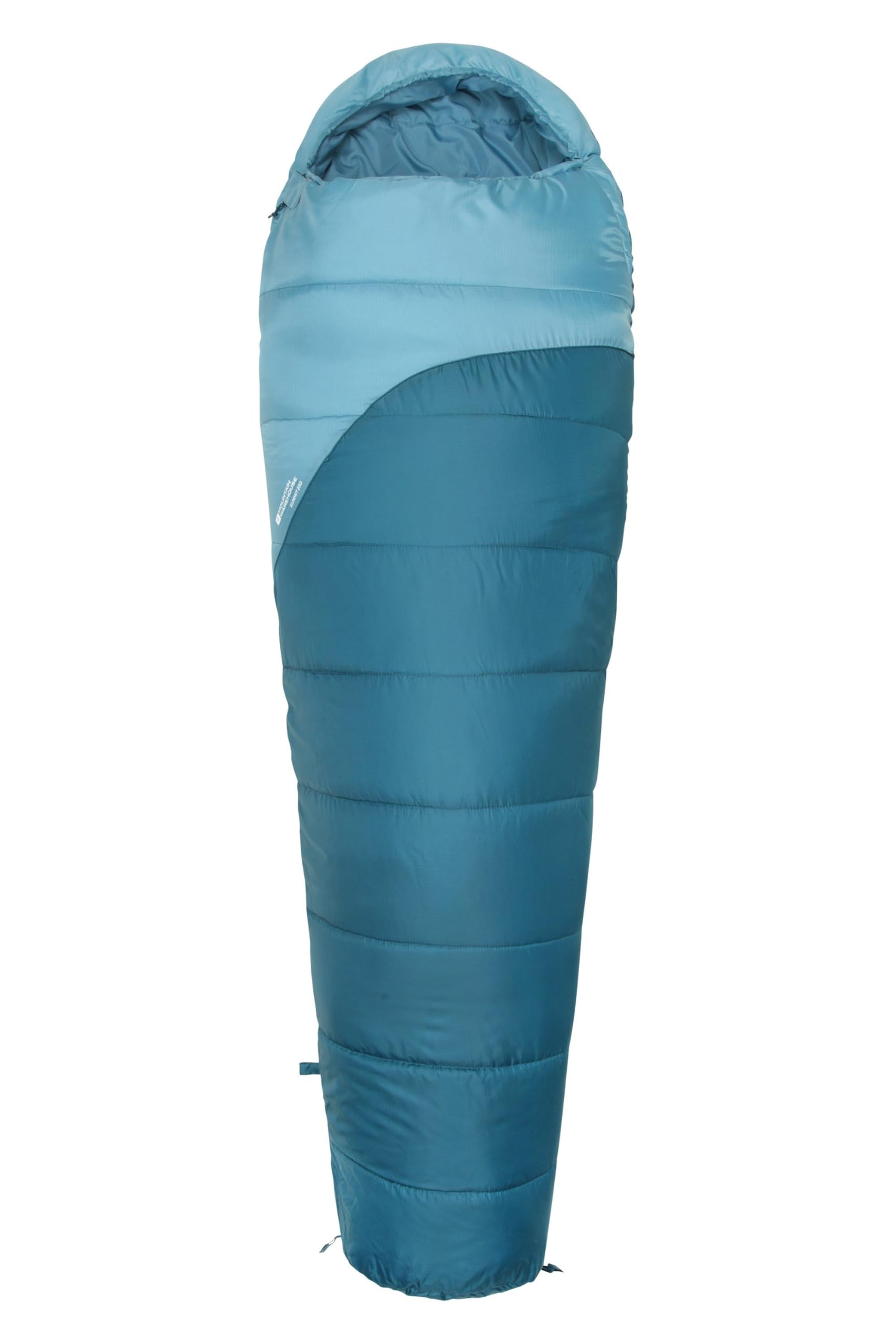 Mountain Warehouse Summit 250 Sleeping Bag - 3/4 Season Insulated & Mummy Shaped Bag - For Spring Summer, Camping & Trekking Petrol Right Handed Zip - Regular length (200cm)