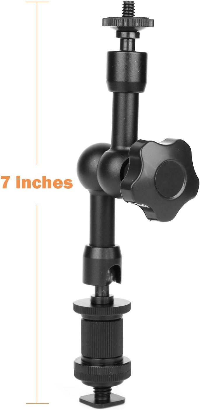 ChromLives 7" Magic Arm Articulating Magic Friction Arm Adjustable w/Hot Shoe Mount 1/4" Tripod Screw for DSLR Camera Rig/LCD Monitor/DV Monitor/LED Lights/Flash Light/Microphone - Image 5