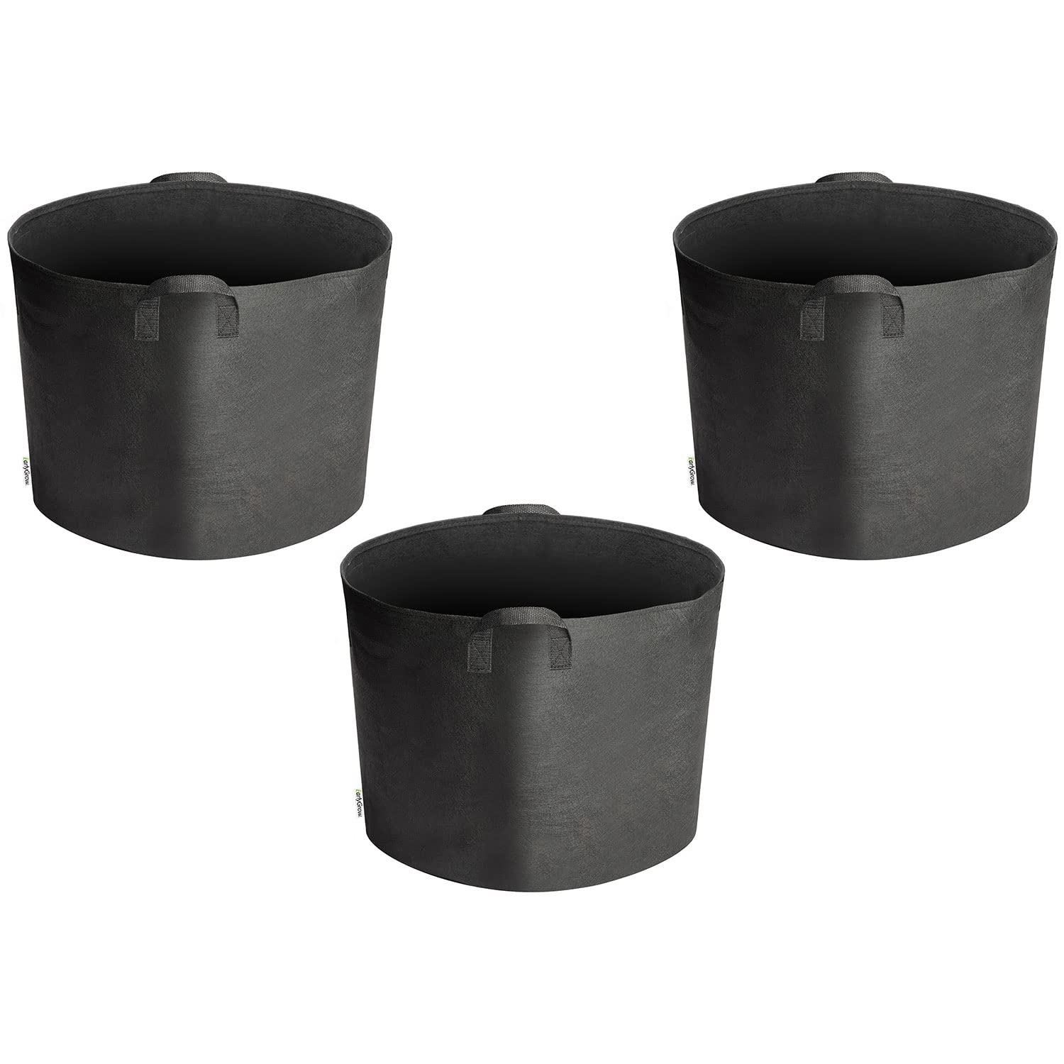 EarlyGrow 3-Pack 56 litres (15 US gallon) Fabric Plant Grow Bags Heavy Duty Breathable Nonwoven Smart Growing Growbag Planters Potato, Tomato, Chilli Peppers, Cucumbers and Other Fruit and Vegetables