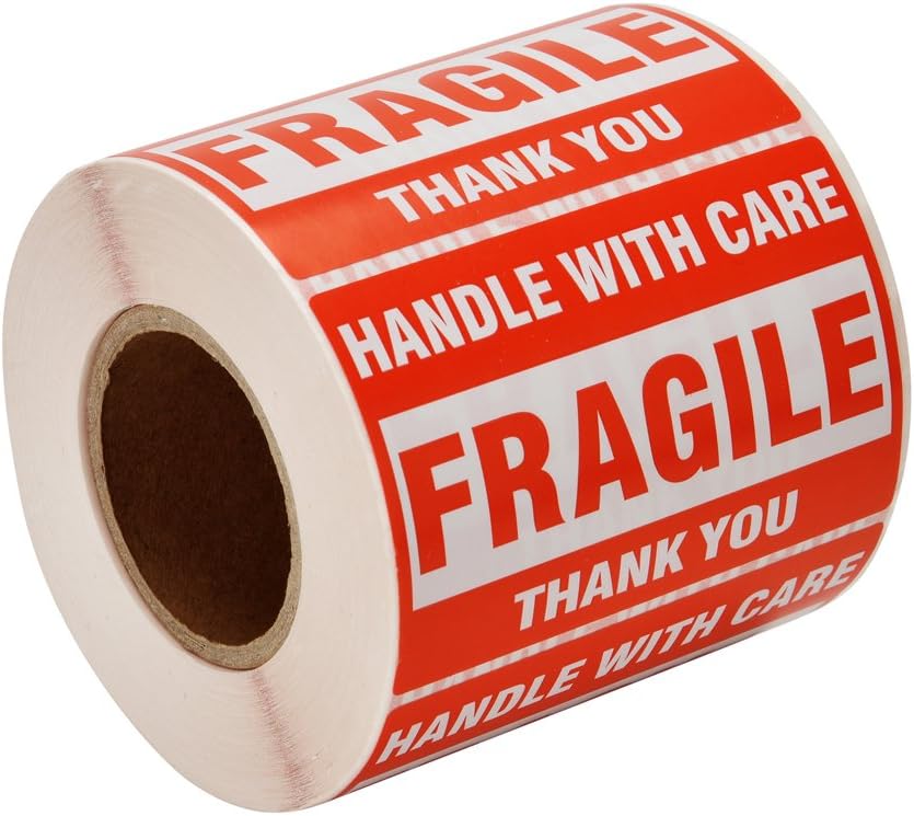 500 Fragile Stickers, Handle with Care, Thank You