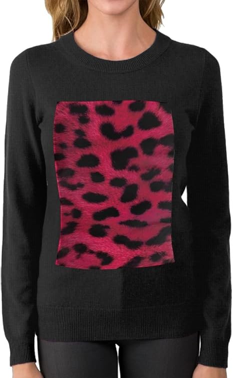 Womens Leopard Print Knit Sweater Crew Neck Unique Personality Best: Amazon.ca: Clothing 