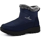 SHIBEVER Winter Boots for Women Snow: Fur Lined Warm Ankle Boots - Adjustable Water Resistant Outdoor Zipper Snow Shoes