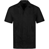 OmegaTux Cuban Guayabera Short Sleeve Shirt, Wedding Cigar Beach Bartender Casual