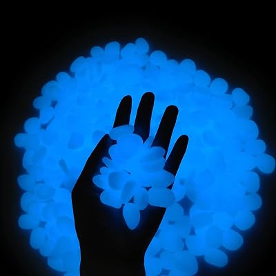 GLOCARNIVAL Glow Pebbles 480 Blue Glowing Rocks for Garden Walkway Outdoor