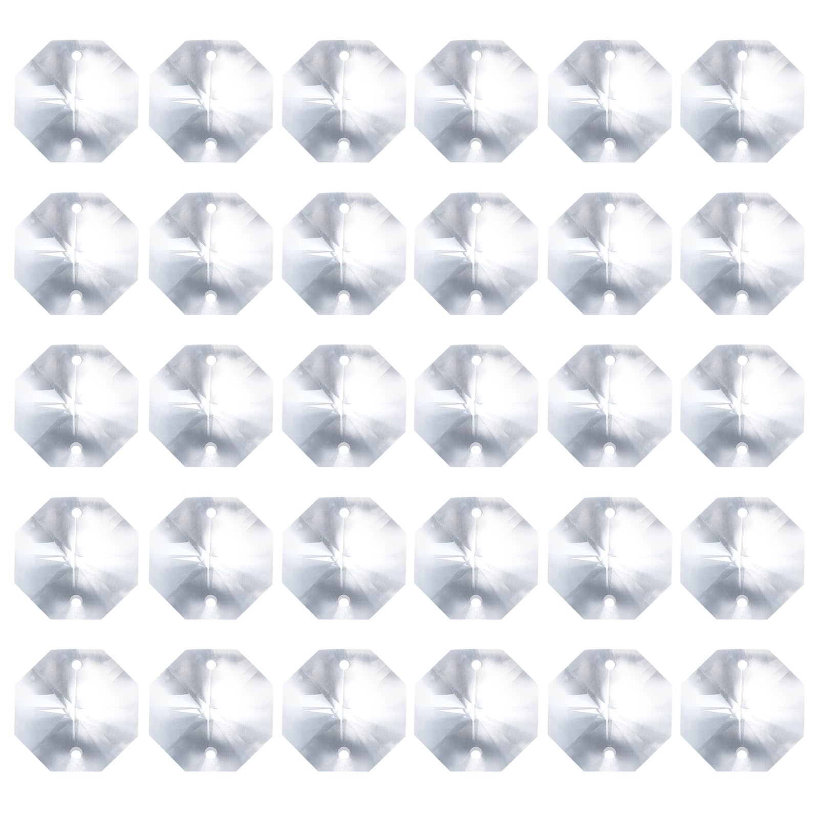 PATIKIL K9 Crystal Octagon Beads 2 Holes Pendants, 60 Pack 18mm Chandelier Prisms Parts Ornaments Hanging Beads for DIY Arts Crafts Decoration, Clear