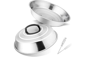 Cheese Melting Dome Set of 2, Leonyo 12" Metal Steam Basting Cover for Griddle Grill, Stainless Steel Griddle Accessories for BBQ Flat Top Kitchen Cooking Hamburger, Dishwasher Safe