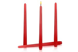 EOTMP 10 inch unscented Taper Candles, red Taper Candles for Dinner Decorations for Weddings, Family Holidays, Church, devotions, Celebrations (Set of 4)