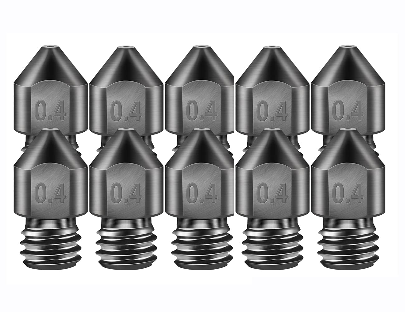 Iverntech 10 pcs MK8 Extruder Nozzle 3D Printer High Temperature Hardened Steel Nozzles 0.4mm, Compatible with Makerbot, Creality CR-10 Ender 3, Prusa i3