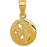 JewelryWeb 14k Yellow Gold Polished Celestial Moon with Three Stars Pendant Necklace 20x13mm Pendant for Women
