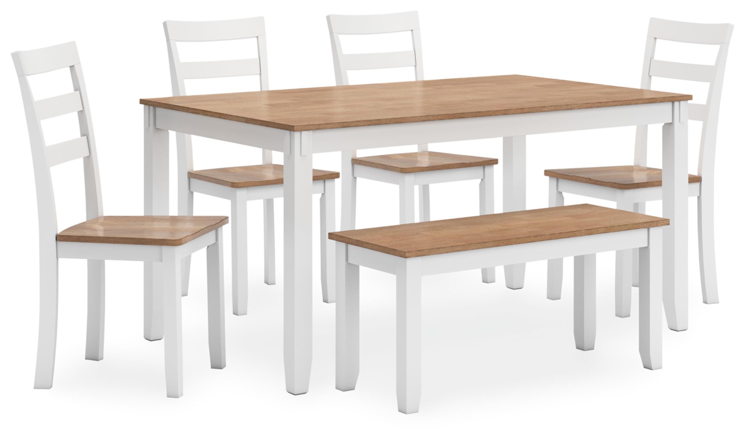 View 1 of ***PARTS ONLY***
Signature Design by Ashley Gesthaven Casual Modern Dining Room Table Set with 4 Chairs and Bench, Set of 6, Mango Wood, 30.25" Table Height, White & Light Brown