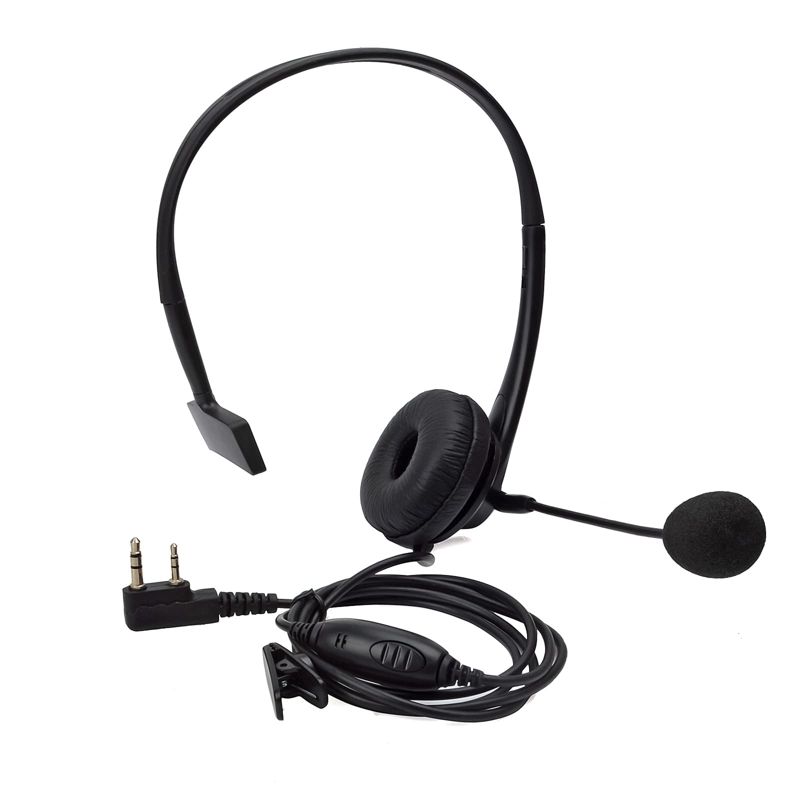 HYS Walkie Talkie Earpiece Headset with Rotatable Boom Mic Noise Cancelling Overhead Headset Compatible for Baofeng UV-5R BF-888s Kenwood 2 Way Radio