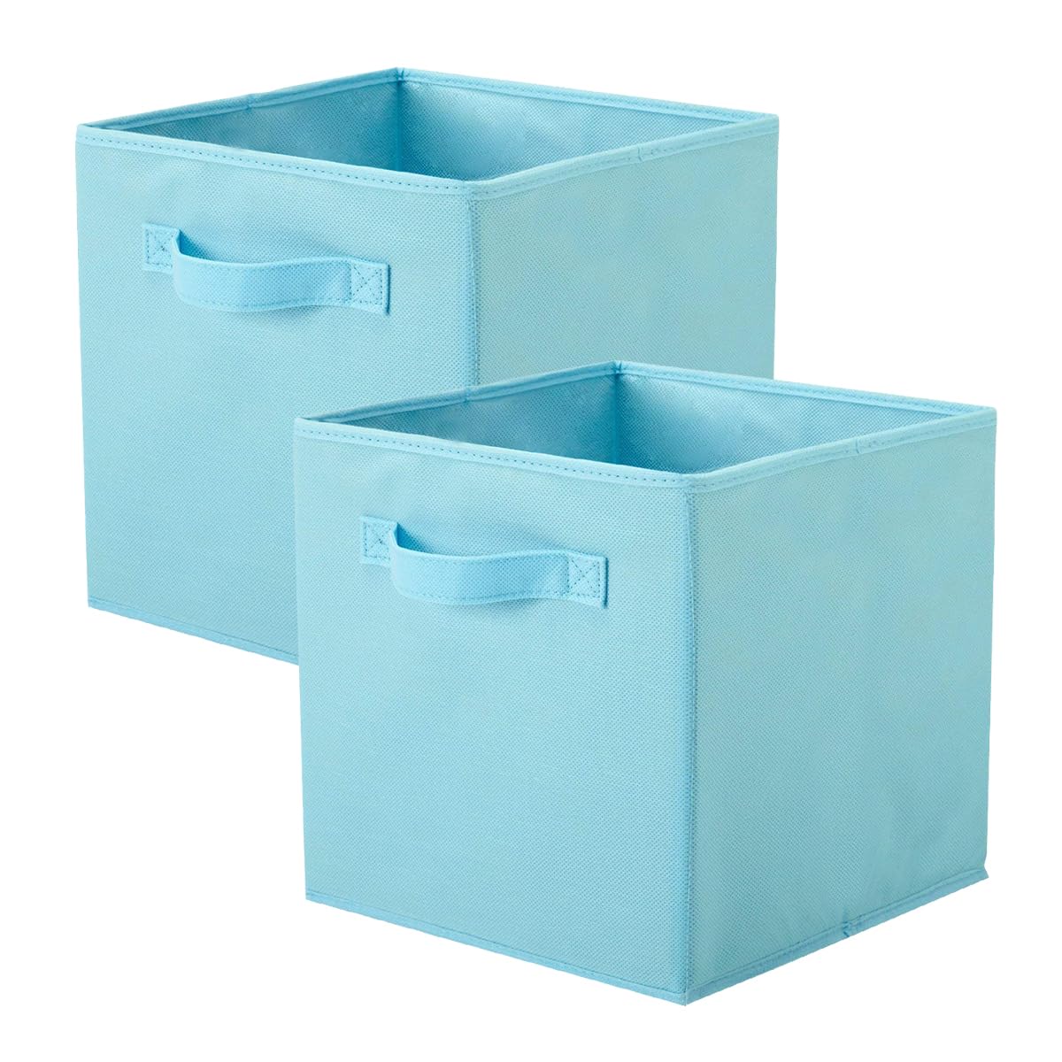PowerKing Storage Box, 2 Pieces Foldable Storage Cube Fabric Storage Box, Cube Shape, Sky Blue