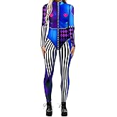 Evioset Womens Skull Skeleton Halloween Costume Jumpsuit Bodysuit One Piece Romper Outfit