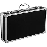 Black Aluminum Briefcase with Latch, Metal Hard Case with Foam Insert, Portable Tool Box Locking Storage for Travel Cash Valuables Instruments (14.1x7.8x2.9 In)