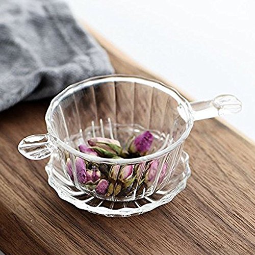 Glass Tea Infuser Safe and Elegant Loose Leaf Tea Filters with Tray for Tea Cups Mugs and Teapots By Mkono
