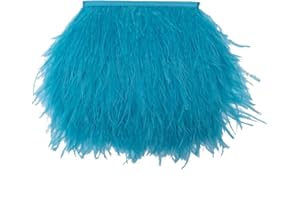 Shekyeon Ostrich Feather Trim Fringe Used Wedding Sewing Crafts Costumes Decoration Pack of 2 Yards(Turquoise)