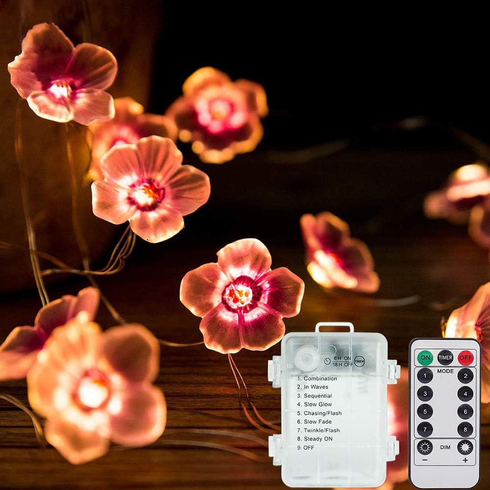 Pink Cherry Blossom Lights/10ft 30 LEDs Flower Lights with