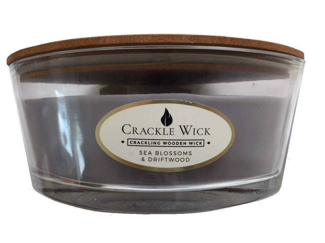 Crackle Wick Large Scented Candle in Glass Jar 485g - Sea Blossoms & Driftwood