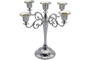 Retro Metal Candlestick 5 Arms 10" Tall Candle Holder Wedding Event Candelabra Candle Stand