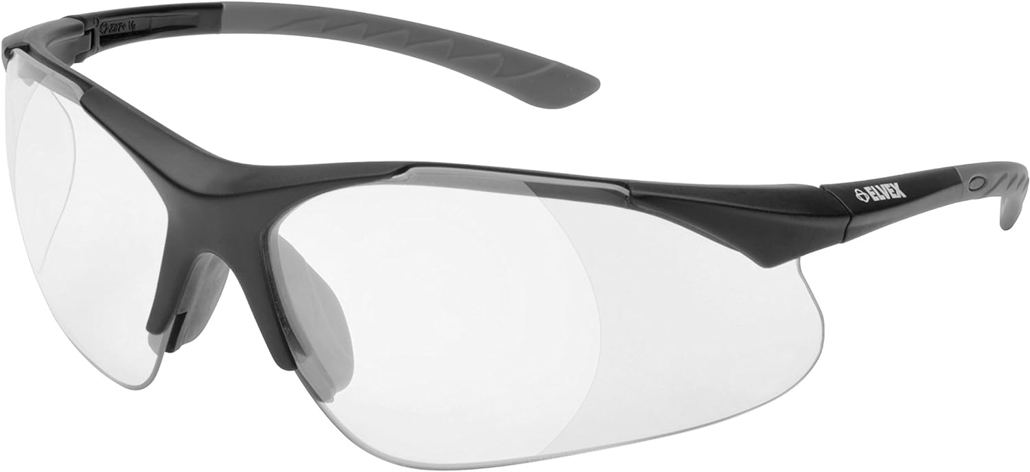 Elvex RX500C 0.5 Diopter Full Lens Magnifier Safety Glasses, Black