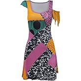 Flaminet Womens Sally Dress Women Halloween Cosplay Sally Costume Short Sleeve Dresses Costume