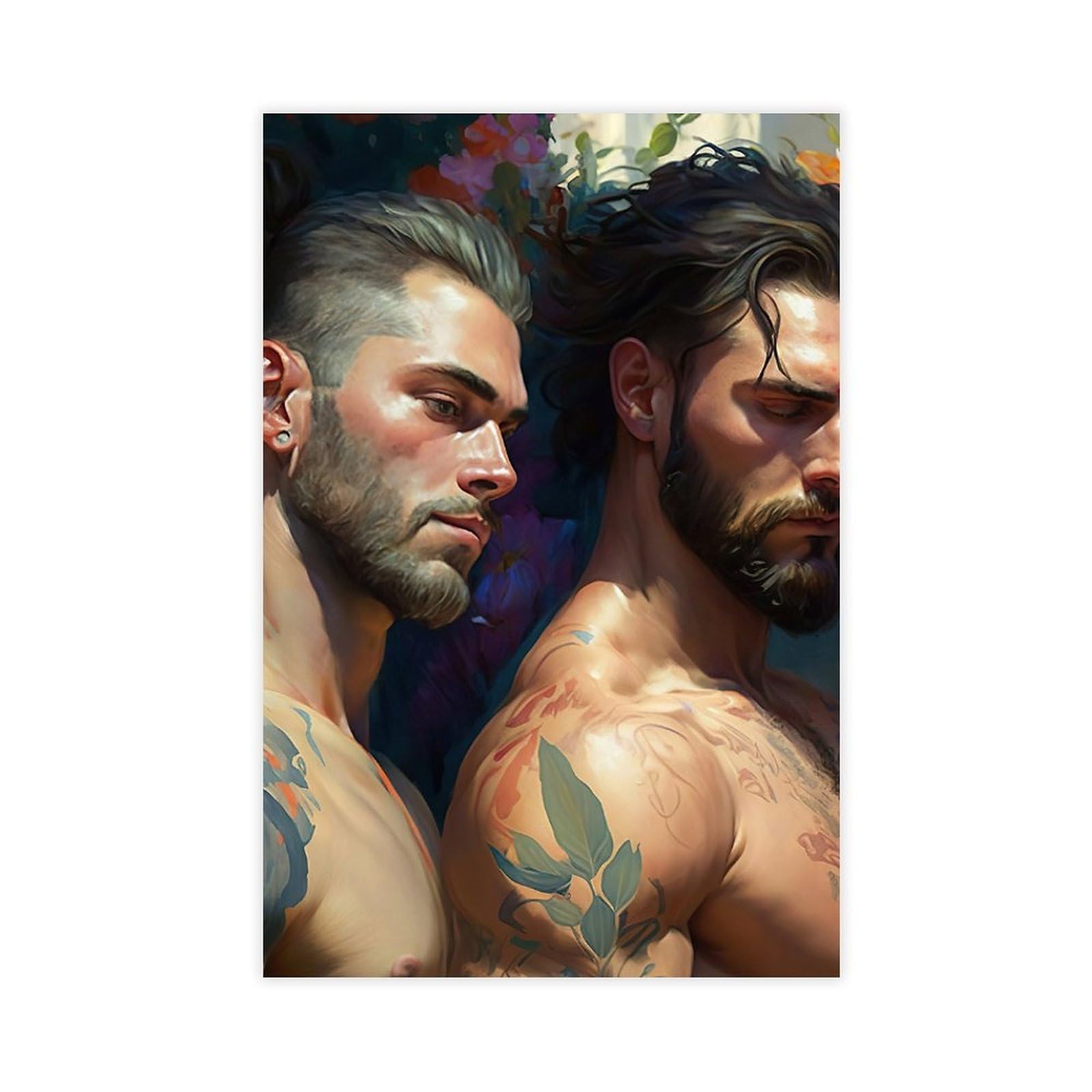 HMLZSJ Nude Muscle Male Torso Portrait Art Gay