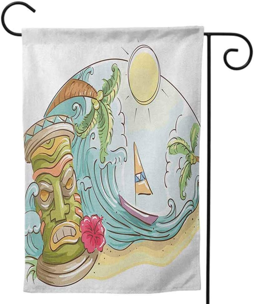 Decorative Garden Flags, Yard Outdoor Decor Mini Double Sided for All Seasons and Holidays Tiger Resting Feline in The Forest on a Large Rock Sublime Carnivore Beast Beautiful Nature Multicolor
