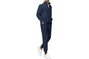 JWM Men's Cotton Sweatsuit Set - Full Zip Hoodie & Jogger Pants Soft Casual Loungewear Gym Travel Outfit with Zipper Pockets
