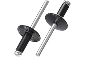 Wensilon(150 pcs) 3/16 * 1/2" Large Cap Open End Black Aluminum Blind Rivets,5 * 13 Blind Rivet
