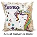 Personalized Mermaid Reversible Sequin Pillow, Custom Unicorn Stars Sequin Pillow (White/Rose-Gold)
