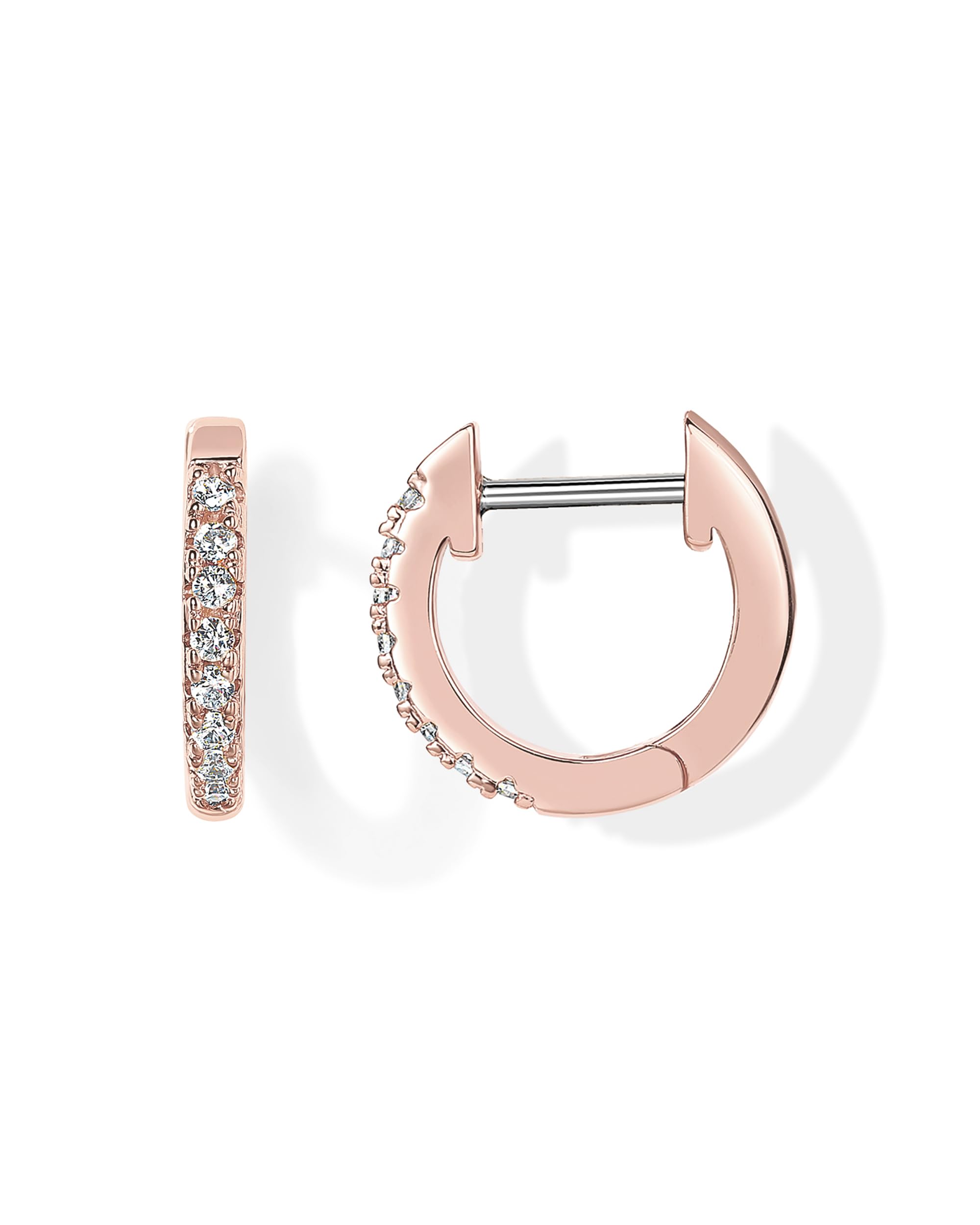 PAVOI 14K Rose Gold Plated Post Cubic Zirconia Cuff Earring Huggie Stud