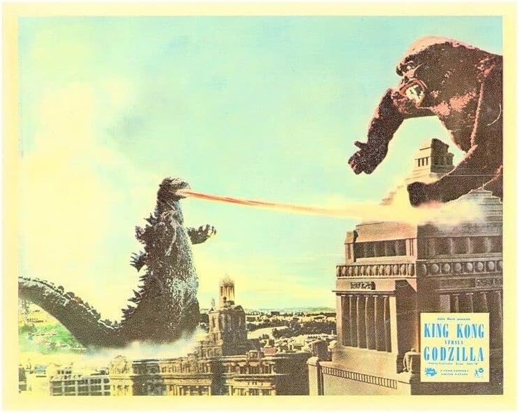 Photographs - King Kong vs Godzilla 1962 Godzilla unleashes fire battling Kong 11x14 photo