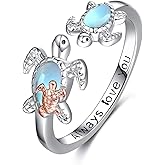YAFEINI Turtle Ring 925 Sterling Silver Mother Turtle Mother's Day Jewelry for Women Mom