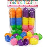 American Carnival Mart Plastic Easter Eggs (24 Pack) Hinged 6 Asst Colors