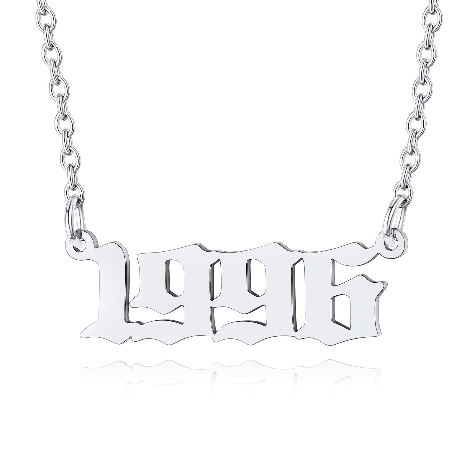 Custom4U 1996 Necklace-Womens Girls Birthday Gifts Necklace 17+2''inches Solid Stainless Steel Important Birth Year Number Pendant Necklace